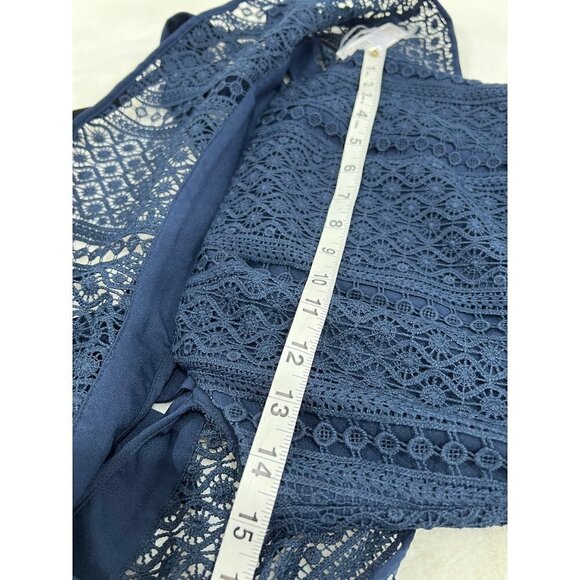 NWT Chelsea28 Size XS Tie Strap Lace Mix Dress Navy Sapphire MSRP $159 - Picture 4 of 14